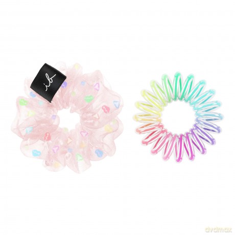 invisibobble Kinder Haargummis für Mädchen, Rosa und Regenbogenhaargummis, 1x Scrunchie und 3 x Original Spiralhaargummis, Geschenk für Mädchen ohne Ziepen, 4 Stück