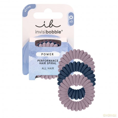 invisibobble Power Haargummis Spirale aus Plüsch in Dunkel Rosa und Blau - Haargummis für Sport extra stark - Spiral Haargummis - dicke Haargummis, 3 Stück