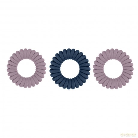 invisibobble Power Haargummis Spirale aus Plüsch in Dunkel Rosa und Blau - Haargummis für Sport extra stark - Spiral Haargummis - dicke Haargummis, 3 Stück