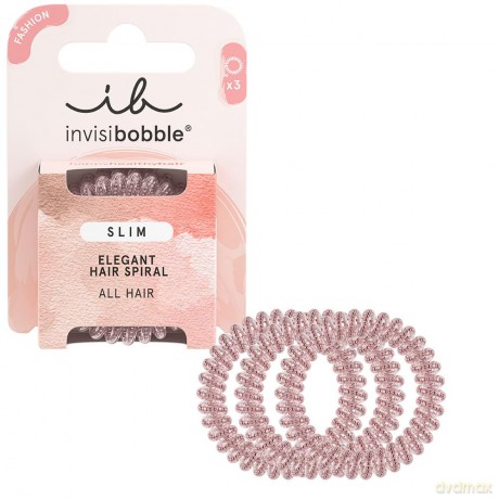 invisibobble Slim Pink Monocle - Dünne Haargummis pink für Damen & Mädchen, ohne Abdrücke, hoher Komfort, wasserabweisend, ideal für feines Haar & Hochsteckfrisuren, 3 Stück