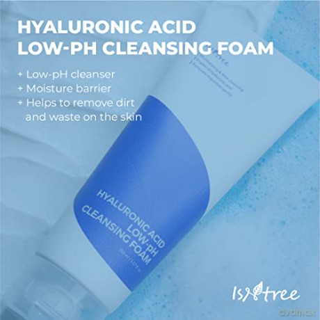 IsNtree Hyaluronsäure-Reinigungsschaum mit niedrigem pH-Wert 150 ml, 5,07 fl.oz | Feuchtigkeitsspendend und mild reinigend | 8 Arten von Hyaluronsäure | Hilft, Unreinheiten sanft zu entfernen