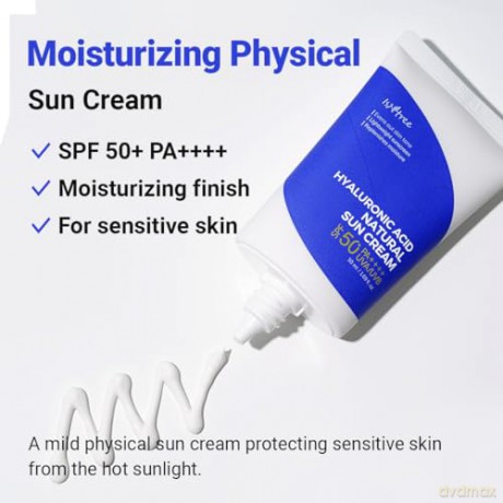 IsNtree Natürliche Sonnencreme mit Hyaluronsäure LSF 50 PA++++ 50 ml, 1,69 fl.oz | Gleicht den Hautton aus | Leichter Sonnenschutz | Spendet Feuchtigkeit
