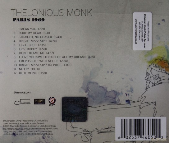 Thelonious Monk: Paris 1969 [CD]