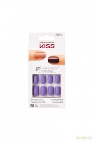 KISS Gel Fantasy Collection Maniküre-Set, zum Aufkleben, Let It Rain, Mittlere Länge, quadratisch, inkl. 28 künstlichen Nägeln, Nagelkleber, Nagelfeile und Maniküre-Stick