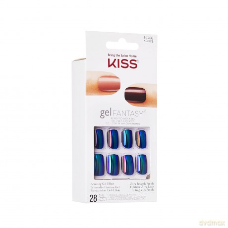 KISS Gel Fantasy Collection Maniküre-Set, zum Aufkleben, Let It Rain, Mittlere Länge, quadratisch, inkl. 28 künstlichen Nägeln, Nagelkleber, Nagelfeile und Maniküre-Stick