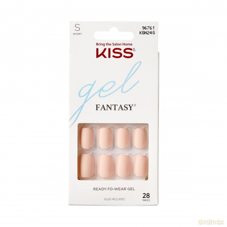 KISS Gel Fantasy Collection Nagel Maniküre Set, The Little Things, kurze Länge quadratische künstliche Nägel, enthält 28 künstliche Nägel, Nagelkleber, Nagelfeile und Manikürstäbchen