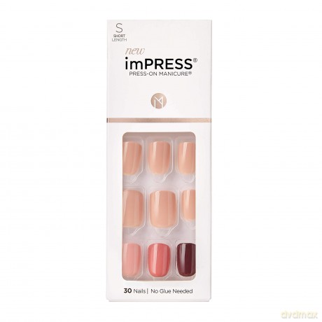 KISS imPRESS Press-On Maniküre, vor Sonnenuntergang, kurze Länge, quadratisch, mit PureFit-Technologie, inkl. Prep Pad, Mini File, Nagelhaut Stick und 30 Fake Nails