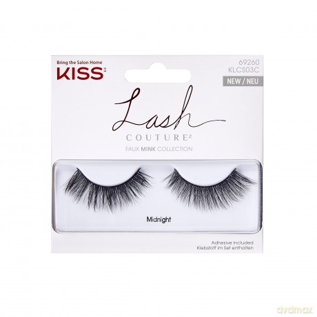 KISS Lash Couture Faux Mink Collection 1 Paar künstliche Wimpern, Mitternacht, ultrafein, konisch, synthetische Fake Lashes inkl. Wimpernkleber