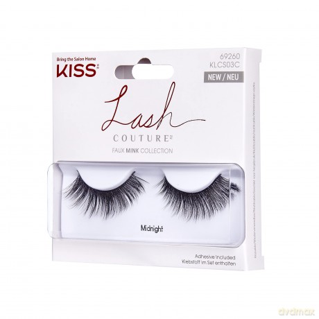 KISS Lash Couture Faux Mink Collection 1 Paar künstliche Wimpern, Mitternacht, ultrafein, konisch, synthetische Fake Lashes inkl. Wimpernkleber