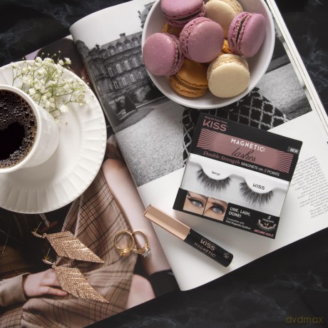 KISS Magnetische Wimpern, Tempt, 1 Paar synthetische falsche Wimpern mit 5 Doppelstärken-Magneten Schwarz