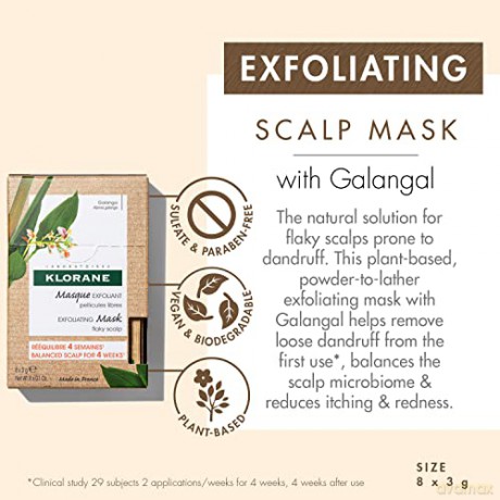 Klorane Galangal Treating Powder - Maske für anhaltende Schuppen, 8x3gr