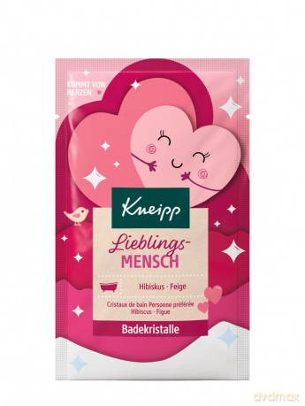 Kneipp Badekristalle Lieblingsmensch, Sachet mit naturreinem Tiefensalz und mit hochwertigem Hibiskus- und Feigenextrakt, fruchtig-floraler Duft, 60g