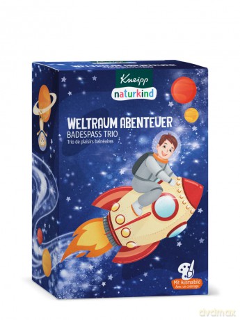 Kneipp Naturkind Geschenkset Weltraum Abenteuer - je 1x Sprudelbad Weltraumfahrer (95g), knisternde Badekristalle Sternenstaub (60g) & Farbzauberbad Traumfahrer (40g) - Spaß & Pflege für Kinder