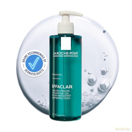 La Roche Posay Mikro-Peeling Reinigungsgel, Für Gesicht und Körper, Für unreine, fettige Haut, Mikro-Peeling, Mit LHA, Salicylsäure, Glycerin und Zink, Effaclar Mikro-Peeling, 400 ml