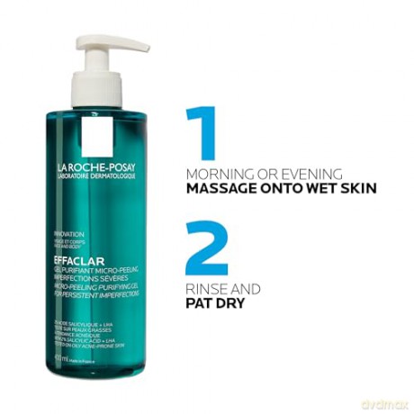 La Roche Posay Mikro-Peeling Reinigungsgel, Für Gesicht und Körper, Für unreine, fettige Haut, Mikro-Peeling, Mit LHA, Salicylsäure, Glycerin und Zink, Effaclar Mikro-Peeling, 400 ml