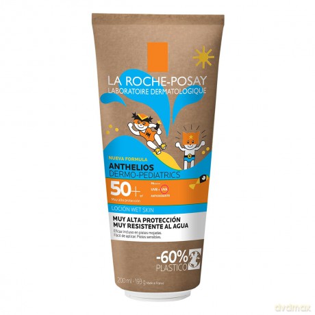 La Roche Posay Sonnenschutzgel für empfindliche Kinderhaut, LSF 50 +, Mit Wet-Skin-Technology und Thermalwasser, Wet Skin Gel, Anthelios Dermo-Pediatrics, 200 ml