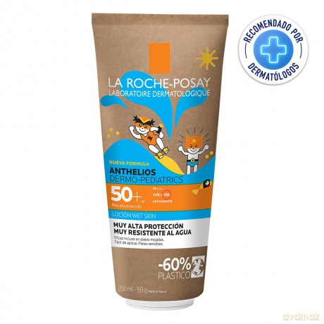 La Roche Posay Sonnenschutzgel für empfindliche Kinderhaut, LSF 50 +, Mit Wet-Skin-Technology und Thermalwasser, Wet Skin Gel, Anthelios Dermo-Pediatrics, 200 ml