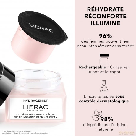 Lierac Hydragenist Nachfüllpackung, feuchtigkeitsspendend, feuchtigkeitsspendend, für normale bis trockene Haut, 50 ml