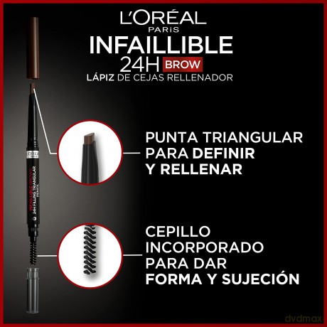 L'Oréal Paris Augenbrauenstift mit herausdrehbarer Dreiecksspitze für definierte und natürliche Augenbrauen, Infaillible Brows 24h Brow Filling Triangular Pencil, Nr. 6.0 Dark Blonde