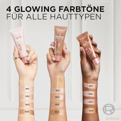 L'Oréal Paris Flüssiger Highlighter für Gesicht und Körper mit Glycerin und Sheabutter, Perfect Match Lumi Glotion, Natural Glow Enhancer, 904 Deep Glow, 40 ml