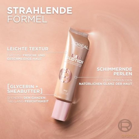 L'Oréal Paris Flüssiger Highlighter für Gesicht und Körper mit Glycerin und Sheabutter, Perfect Match Lumi Glotion, Natural Glow Enhancer, 904 Deep Glow, 40 ml