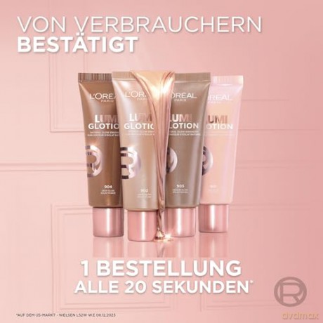 L'Oréal Paris Flüssiger Highlighter für Gesicht und Körper mit Glycerin und Sheabutter, Perfect Match Lumi Glotion, Natural Glow Enhancer, 904 Deep Glow, 40 ml