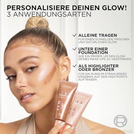 L'Oréal Paris Flüssiger Highlighter für Gesicht und Körper mit Glycerin und Sheabutter, Perfect Match Lumi Glotion, Natural Glow Enhancer, 904 Deep Glow, 40 ml