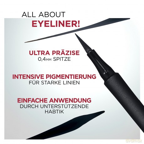 L'Oréal Paris Infaillible 27h Grip Precision Felt Liner schwarz, Eyeliner mit präziser Filzspitze für ausdruckstarke Ergebnisse, 1ml