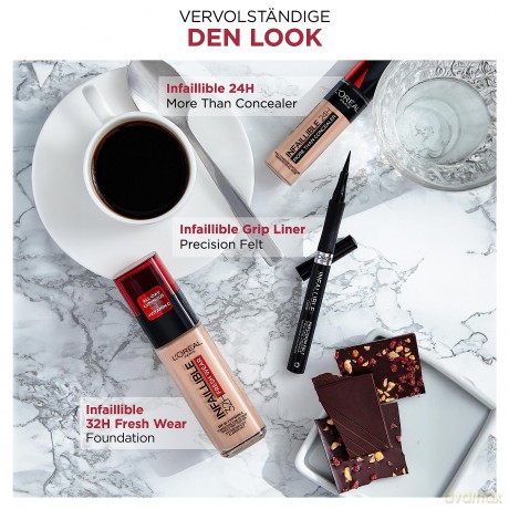 L'Oréal Paris Infaillible 27h Grip Precision Felt Liner schwarz, Eyeliner mit präziser Filzspitze für ausdruckstarke Ergebnisse, 1ml