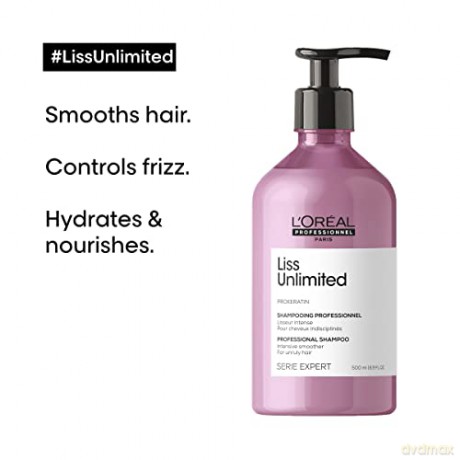 L'Oréal Professionnel | Glättendes Shampoo für rebellisches und widerspenstiges Haar, Anti-Frizz, Liss Unlimited, Expert Series, 500 ml