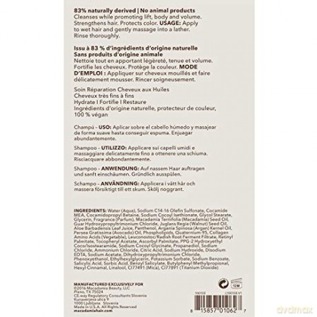 Macadamia Professional Weightless Moisture Shampoo,Avocado,Macadamia, 1er Pack (1 x 1 l)