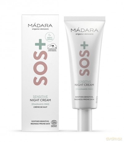 MÁDARA Organic Skincare | SOS+ SENSITIVE Nachtcreme, 70ml - Beruhigende Feuchtigkeit für empfindliche, zu Rötungen neigende Haut, Dermatologisch nachgewiesen, Rötungen zu beruhigen