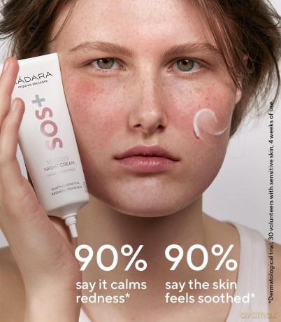 MÁDARA Organic Skincare | SOS+ SENSITIVE Nachtcreme, 70ml - Beruhigende Feuchtigkeit für empfindliche, zu Rötungen neigende Haut, Dermatologisch nachgewiesen, Rötungen zu beruhigen