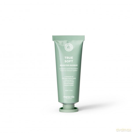 Maria Nila Haarmaske Booster Masque True Soft, sofortige feuchtigkeitsspendend Reparaturmaske, Reichhaltige Haarpflege Trockenes Haar, Haarkur Arganöl, 50 ml