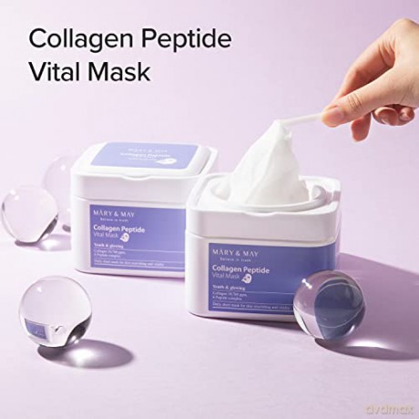 Mary&May Collagen Peptide Vital Mask 30ea | Niedrigmolekulare Kollagen, Peptid-Blattmaske, koreanische Hautpflege, Blattmasken, feuchtigkeitsspendend | EWG Grün