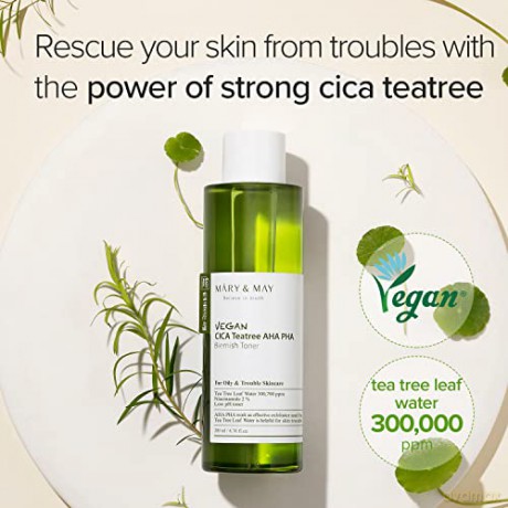 Mary&May Vegan CICA Tea Tree AHA PHA Toner 200ml