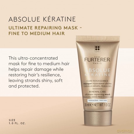 Mask for damaged and weakened hair Absolue Keratine Ultimate Repairing Mask - Volume: 30 ml