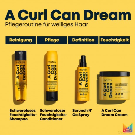 Matrix Feuchtigkeitsspendendes Haarshampoo, Für definierte Wellen, Mit Manuka-Honig Extrakt und Rosenwasser, A Curl Can Dream Wave Shampoo, 1 x 300 ml