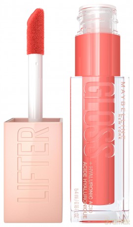 Maybelline New York Glänzender Lipgloss für voller wirkende Lippen, Feuchtigkeitsspendend, Mit Hyaluronsäure, Lifter Gloss Candy Drop, Farbe: Nr. 022 Peach Ring (Orange), 1 x 5,4 ml