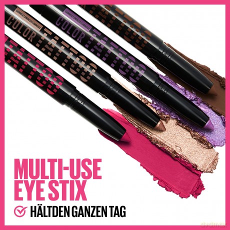 Maybelline New York Lidschatten Stift, All-in-One Eyeliner, Primer und Lidschatten-Stift, Langanhaltende und cremige Farbe, Color Tattoo Eye Stix, Farbe: I Am Shining