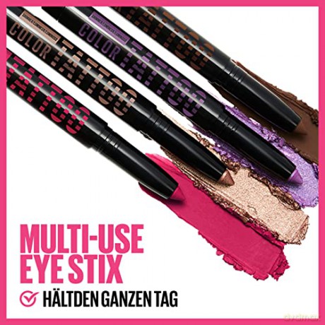 Maybelline New York Lidschatten Stift, All-in-One Eyeliner, Primer und Lidschatten-Stift, Langanhaltende und cremige Farbe, Color Tattoo Eye Stix, Farbe: I Am Unique