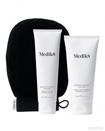 Medik8 Smooth Body Peeling-Set, Smooth Body Retexturing AHA Peeling, 150 ml und Lotion 200 ml