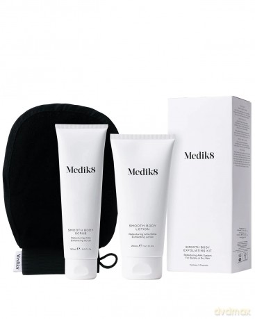 Medik8 Smooth Body Peeling-Set, Smooth Body Retexturing AHA Peeling, 150 ml und Lotion 200 ml