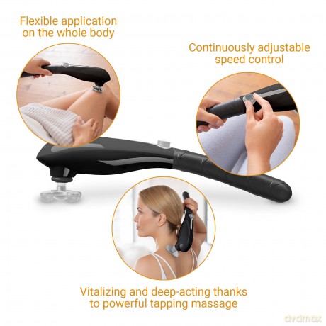 medisana HM 645 Handmassagegerät mit 5 Aufsätzen, elektrisches kraftvolles Klopfmassagegerät, Akupressur und Punktmassage, verschiedene Massageköpfe stufenlose Geschwindigkeitsregulierung