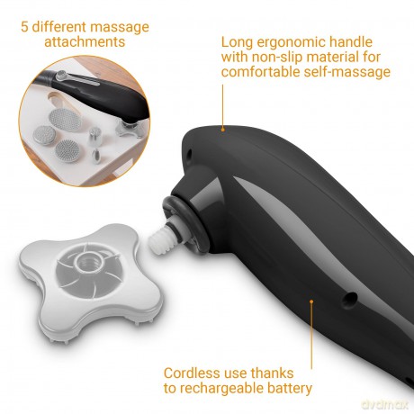 medisana HM 645 Handmassagegerät mit 5 Aufsätzen, elektrisches kraftvolles Klopfmassagegerät, Akupressur und Punktmassage, verschiedene Massageköpfe stufenlose Geschwindigkeitsregulierung