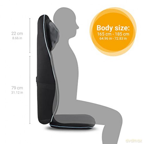 medisana MC 825 Shiatsu Massageauflage für Rücken und Nacken, Massagesitzauflage mit Akupressur, Nackenmassage, Wärmefunktion, 3 Intensitäten, Rotlichtfunktion, Fernbedienung, Aufbewahrungsbeutel