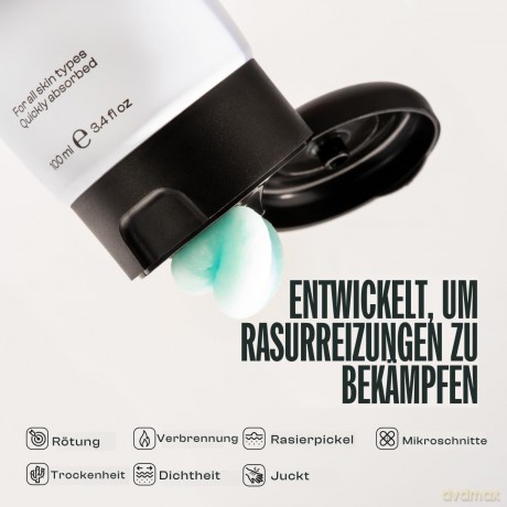 Men Rock After Shave Sorbet, Beruhigende und Feuchtigkeitsspendende Hautpflege für Normale bis Trockene Haut, 100 ml
