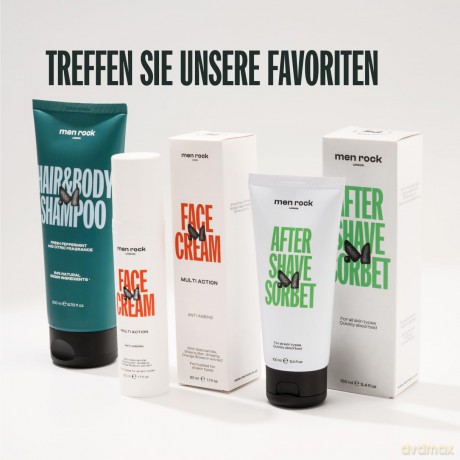 Men Rock After Shave Sorbet, Beruhigende und Feuchtigkeitsspendende Hautpflege für Normale bis Trockene Haut, 100 ml