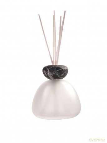 Millefiori 1MGSBK Raumduft Mattglas-Diffusor 400 ml Air Design mit Schwarz-Marmordeckel inklusive Stäbchen, Glas, Mattglas/schwarz, 12.7 x 13.4 x 24.1 cm