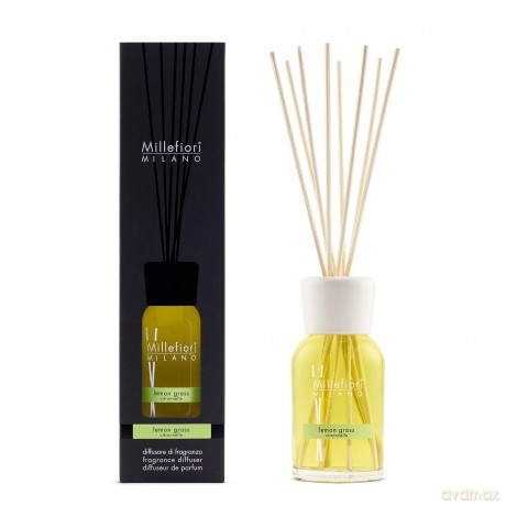 Millefiori 7DDLG Lemon Grass Raumduft Diffuser 250 ml Natural inklusive Stäbchen, Glas, Gelb, 8 x 30.9 x 7.6 cm